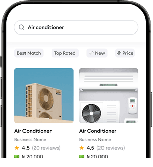 Uru app discover screen with search and listings